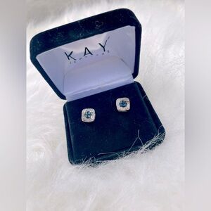Kay Jewelers 925 White & Blue Diamond Earrings